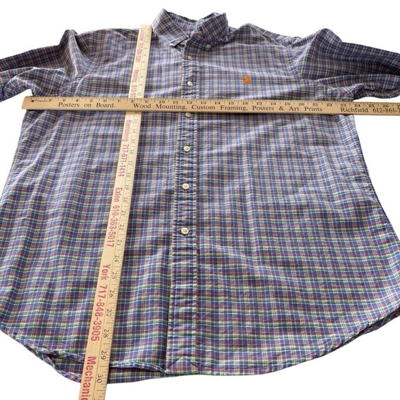 Ralph Lauren Classic Fit Oxford Shirt Plaid Mens Large Preppy Polo Pony Logo EUC - Picture 5 of 12